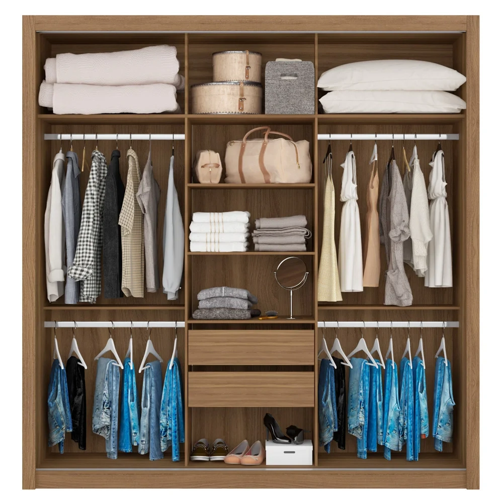 Guarda Roupa 3 Portas 2 Gavetas Residence D02 Amendola/Off White - Mpozenato