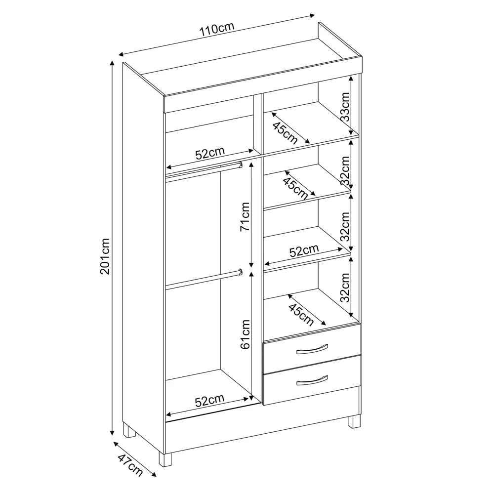 Guarda Roupa Flex 4 Portas 2 Gavetas Astro D02 Branco/Rosa/Branco - Mpozenato