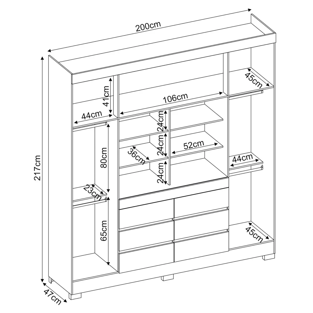 Guarda Roupa Casal 4 Portas 6 Gavetas Cadis D02 Amendola Touch - Mpozenato