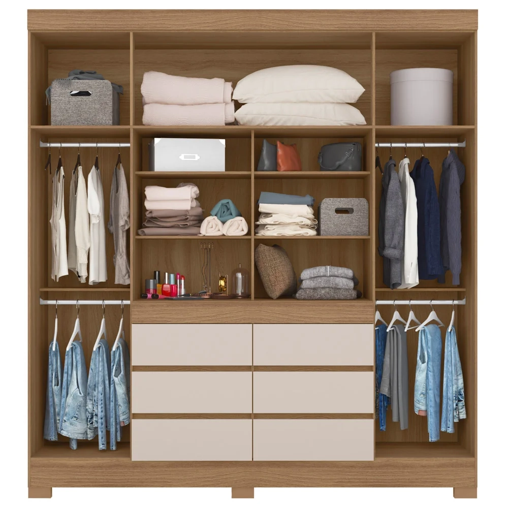 Guarda Roupa Casal 4 Portas 6 Gavetas Cadis D02 Amendola/Off White - Mpozenato