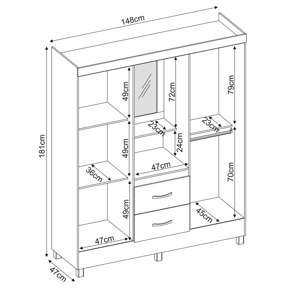 Guarda Roupa Capelinha 4 Portas 2 Gavetas Lord D02 Amendola Touch - Mpozenato