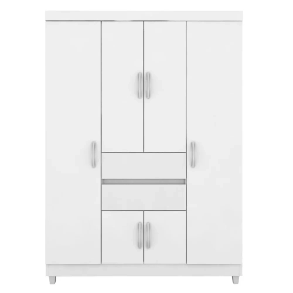 Guarda Roupa Casal Flex 6 Portas 2 Gavetas Ecom II D02 Branco/Rosa/Branco - Mpozenato