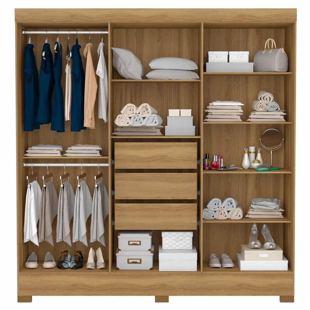 Guarda Roupa Casal 6 Portas 3 Gavetas Pratico D02 Amendola Touch - Mpozenato