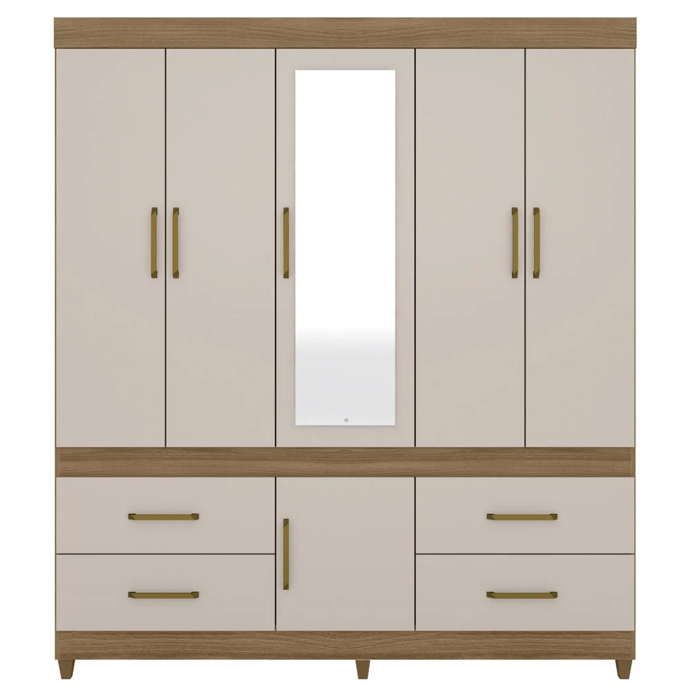 Guarda Roupa 6 Portas 4 Gavetas Guarujá D02 Amendola/Off White - Mpozenato