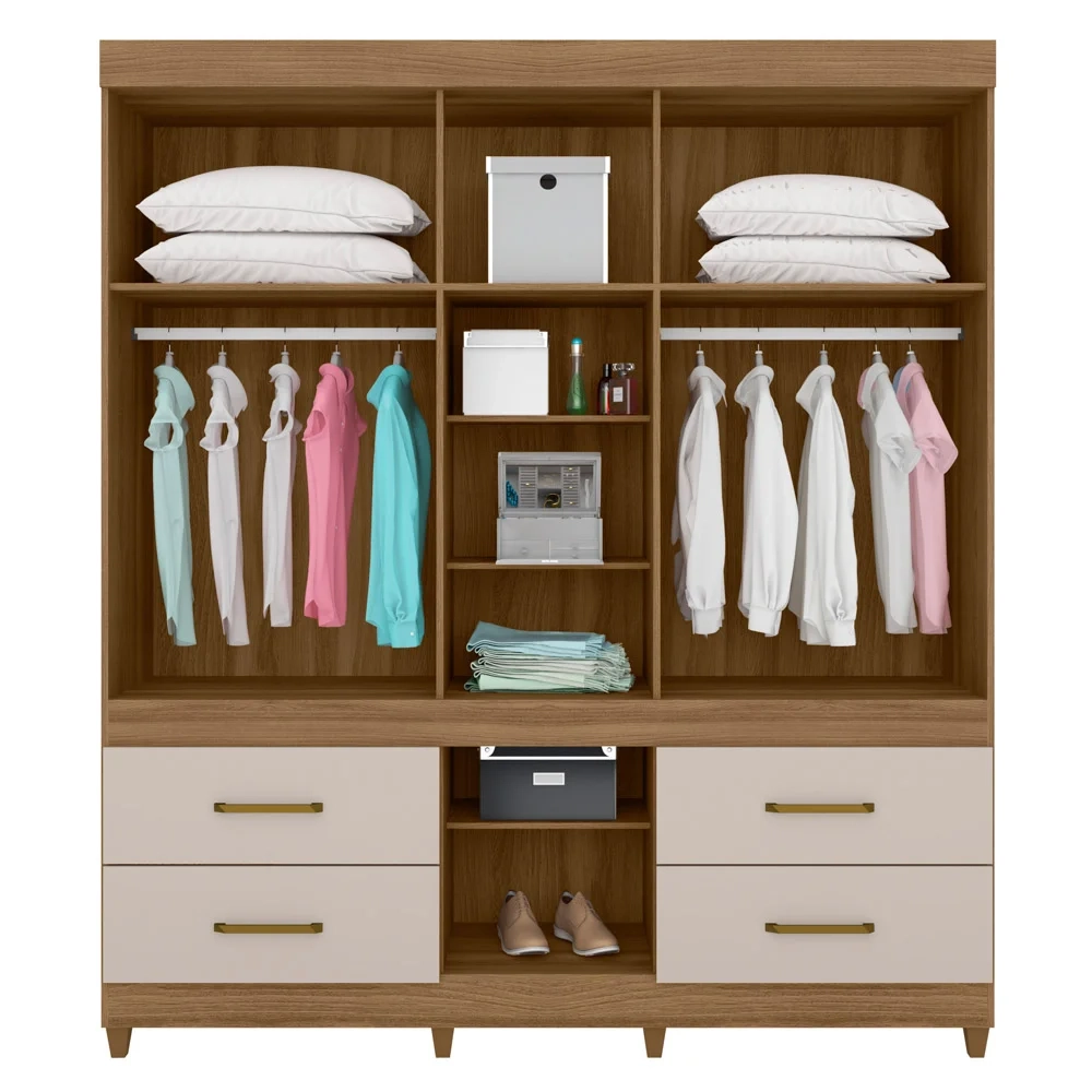 Guarda Roupa 6 Portas 4 Gavetas Guarujá D02 Amendola/Off White - Mpozenato