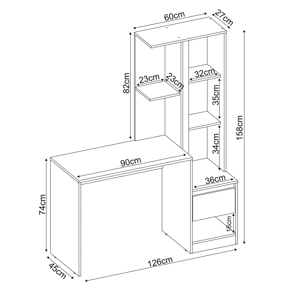 Escrivaninha Com Armário 1 Porta 1 Gaveta Office Morada D02 Branco - Mpozenato