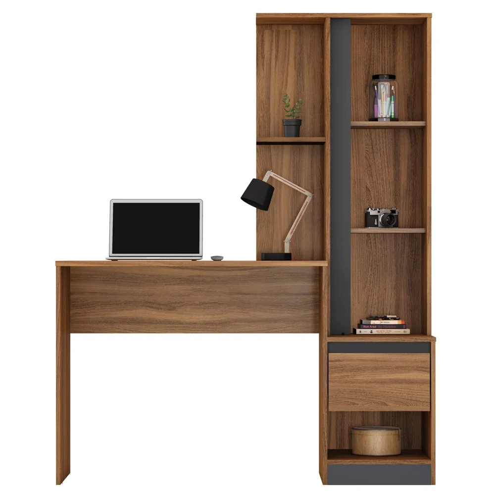 Escrivaninha Com Armário 1 Porta 1 Gaveta Office Morada D02 Amendola/Grafito - Mpozenato