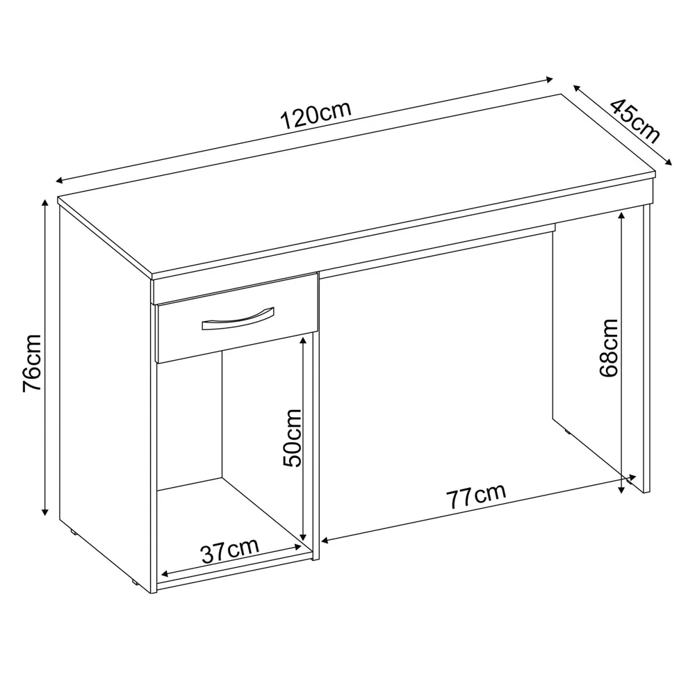 Mesa Para Computador Escrivaninha 1 Porta 1 Gaveta Vitória D02 Branco - Mpozenato