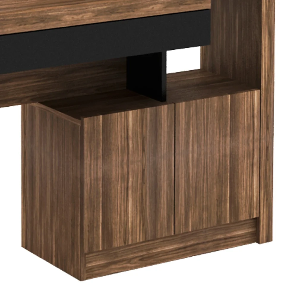 Estante Escrivaninha 2 Portas 1 Gaveta ME4143 Nogal/Preto - Tecno Mobili