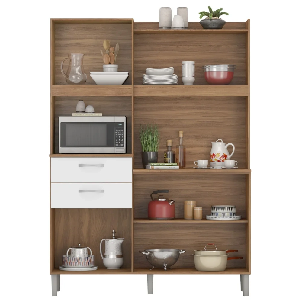 Kit Cozinha Compacta 6 Portas 2 Gavetas Harmonia D02 Amendola/Branco - Mpozenato