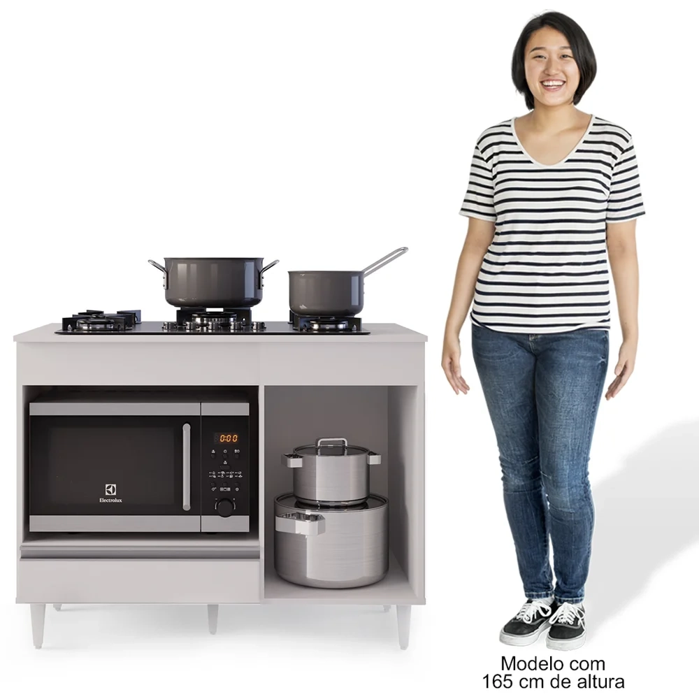 Balcão Multiuso para Cooktop 4 Bocas Georgia Branco - Lumil Móveis