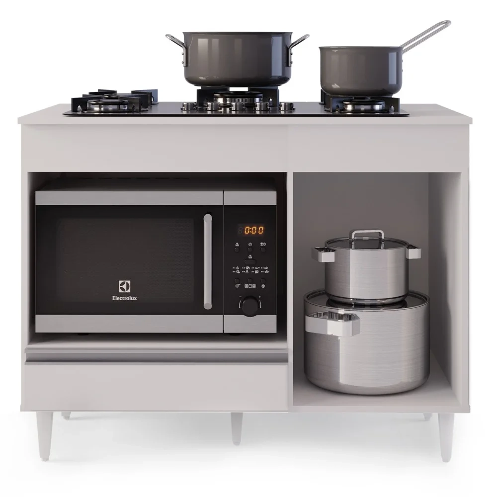 Balcão Multiuso para Cooktop 4 Bocas Georgia Branco - Lumil Móveis