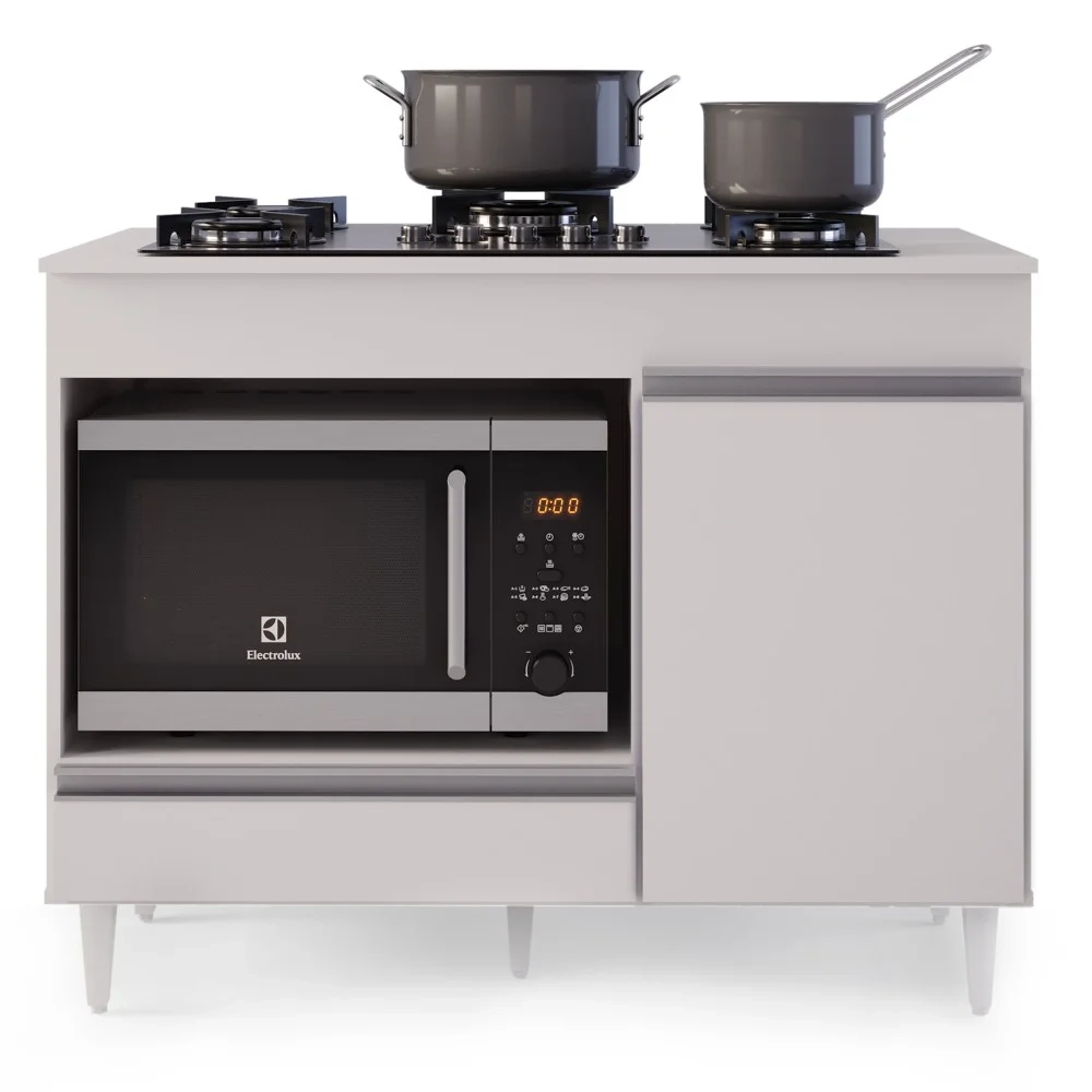 Balcão Multiuso para Cooktop 4 Bocas Georgia Branco - Lumil Móveis