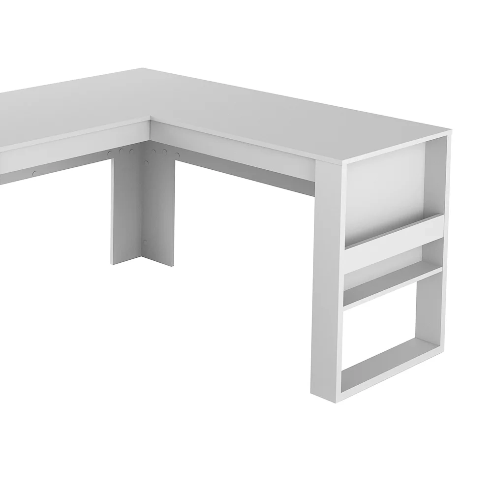 Mesa Para Escritório em L ME4145 Branco/Branco - Tecno Mobili