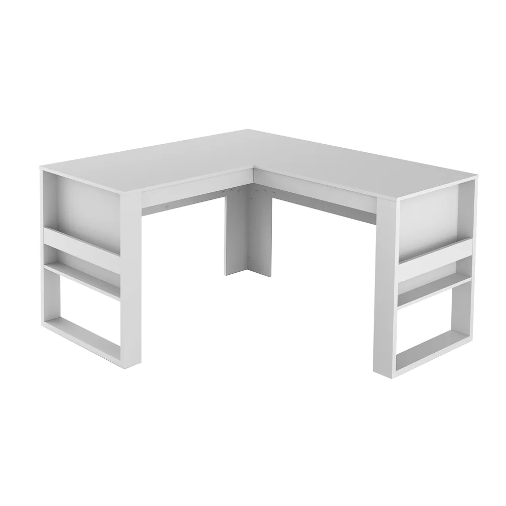 Mesa Para Escritório em L ME4145 Branco/Branco - Tecno Mobili