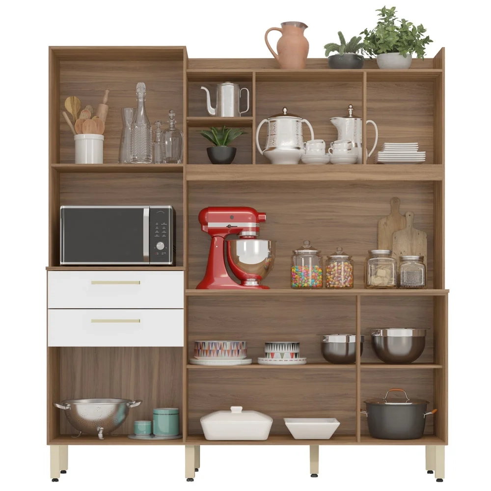 Kit Cozinha Compacta 6 Portas 2 Gavetas Select D02 Amendola/Branco - Mpozenato