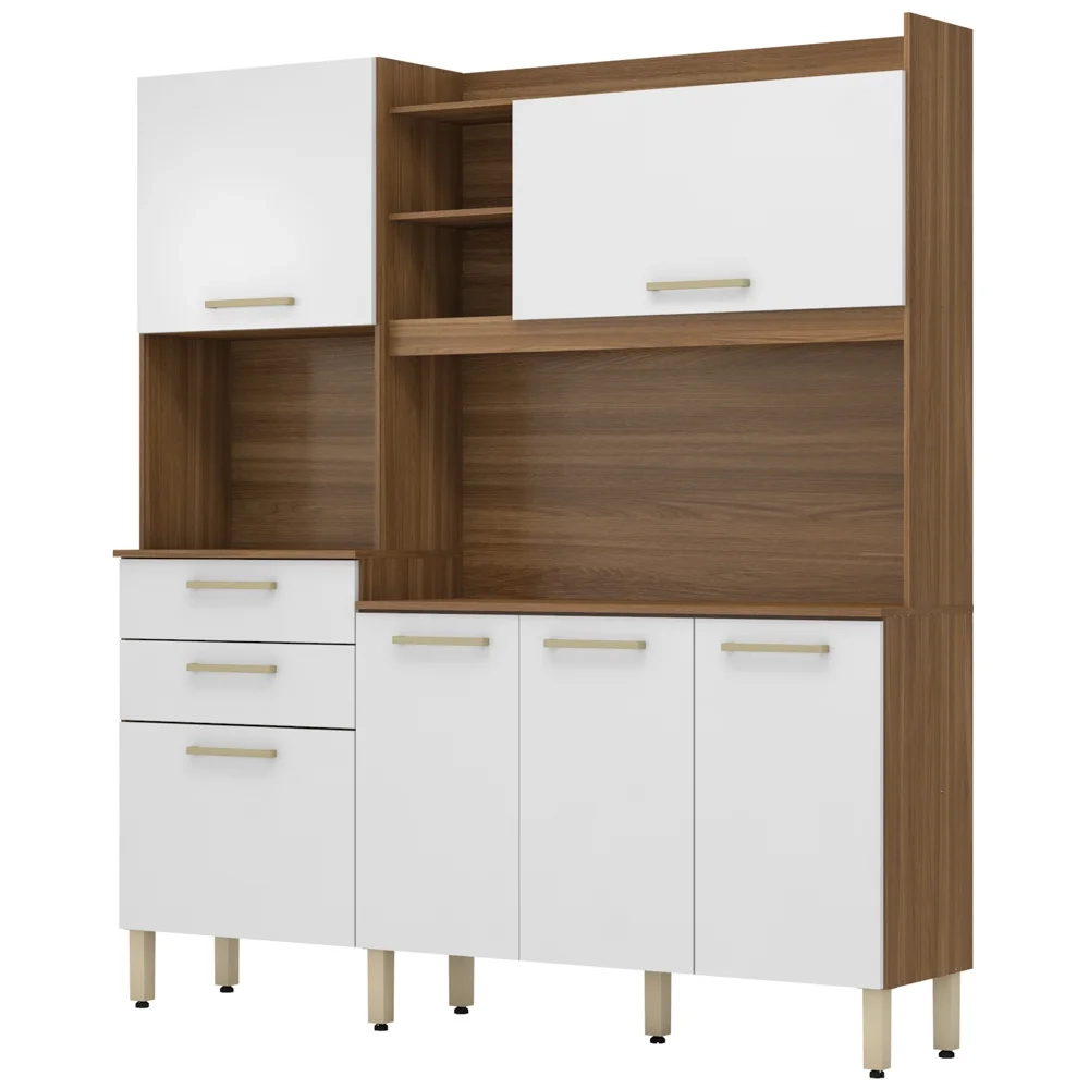 Kit Cozinha Compacta 6 Portas 2 Gavetas Select D02 Amendola/Branco - Mpozenato