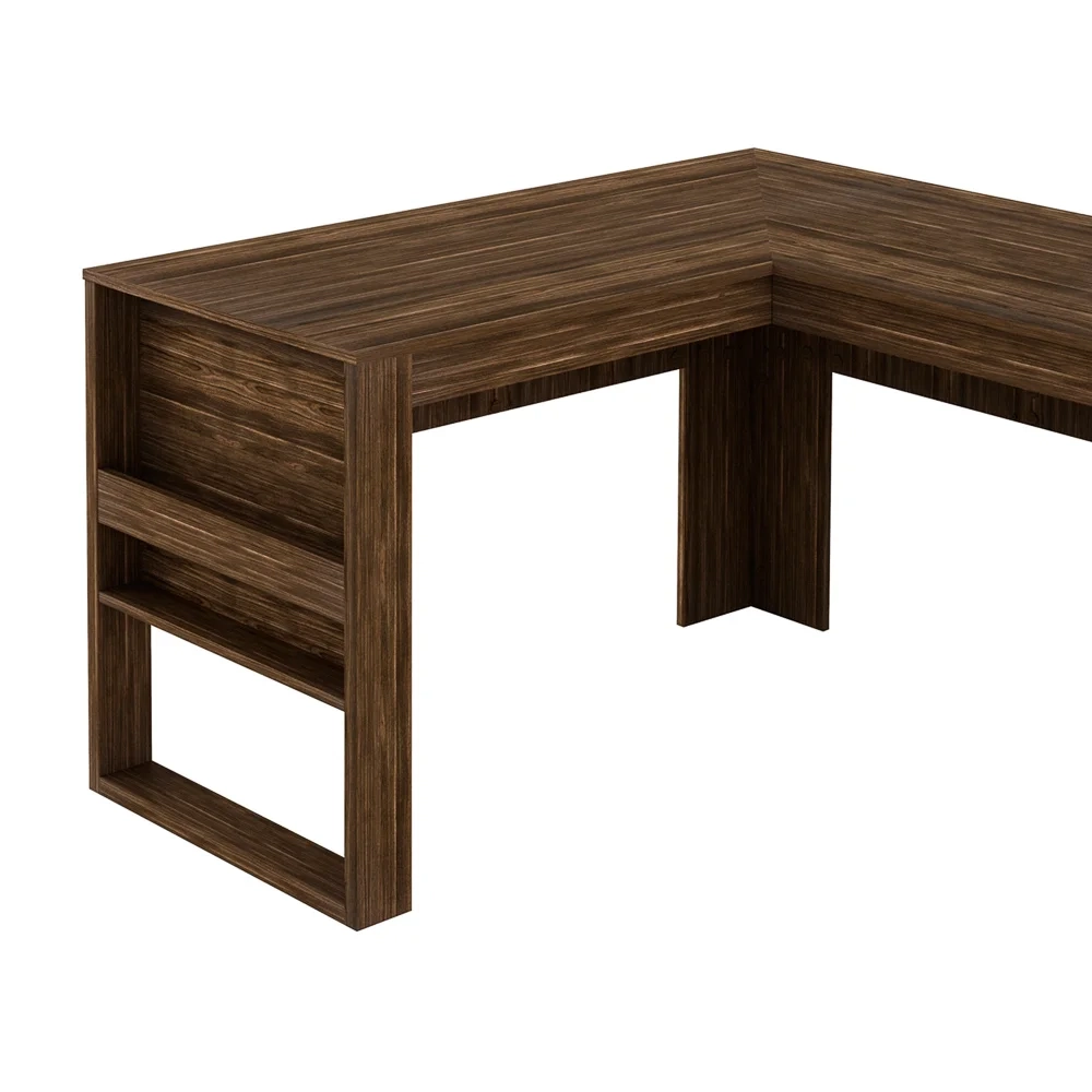 Mesa Para Escritório em L ME4145 Nogal/Nogal - Tecno Mobili