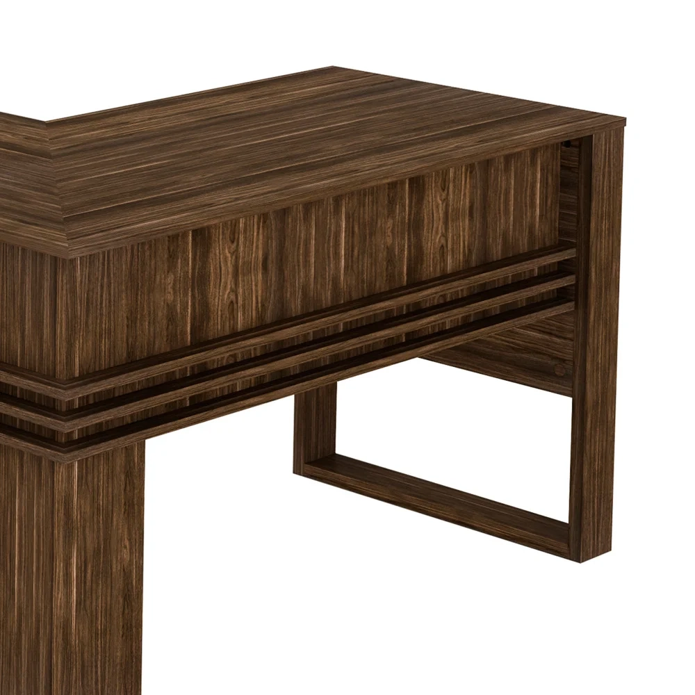 Mesa Para Escritório em L ME4145 Nogal/Nogal - Tecno Mobili