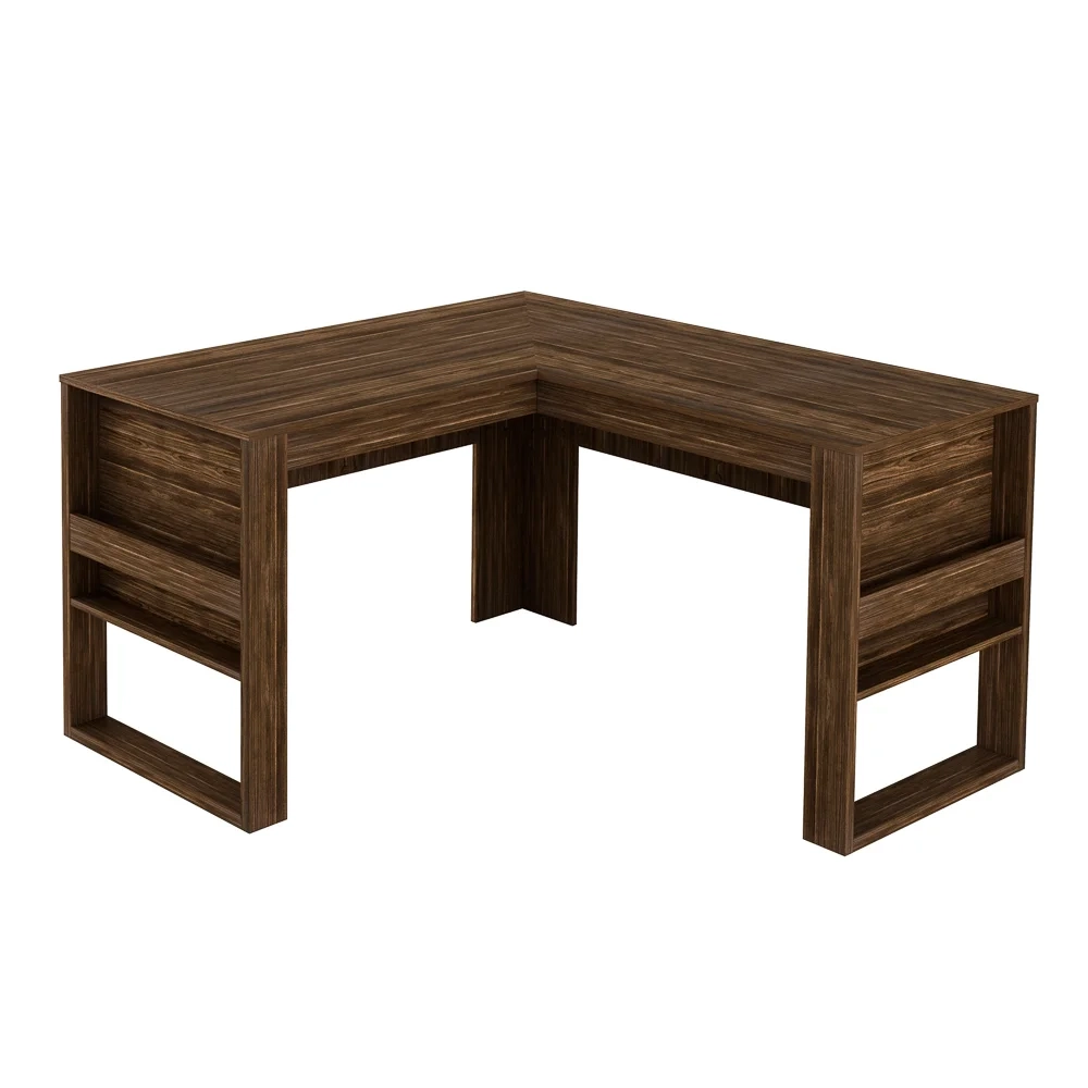 Mesa Para Escritório em L ME4145 Nogal/Nogal - Tecno Mobili