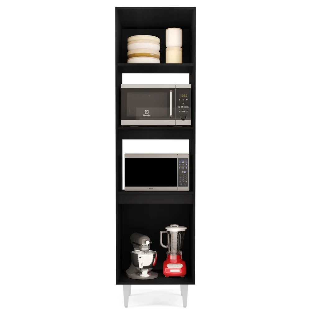 Paneleiro Cozinha Torre Quente 56cm Colorado Preto - Lumil Móveis