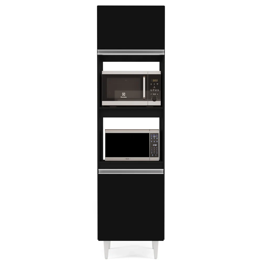 Paneleiro Cozinha Torre Quente 56cm Colorado Preto - Lumil Móveis