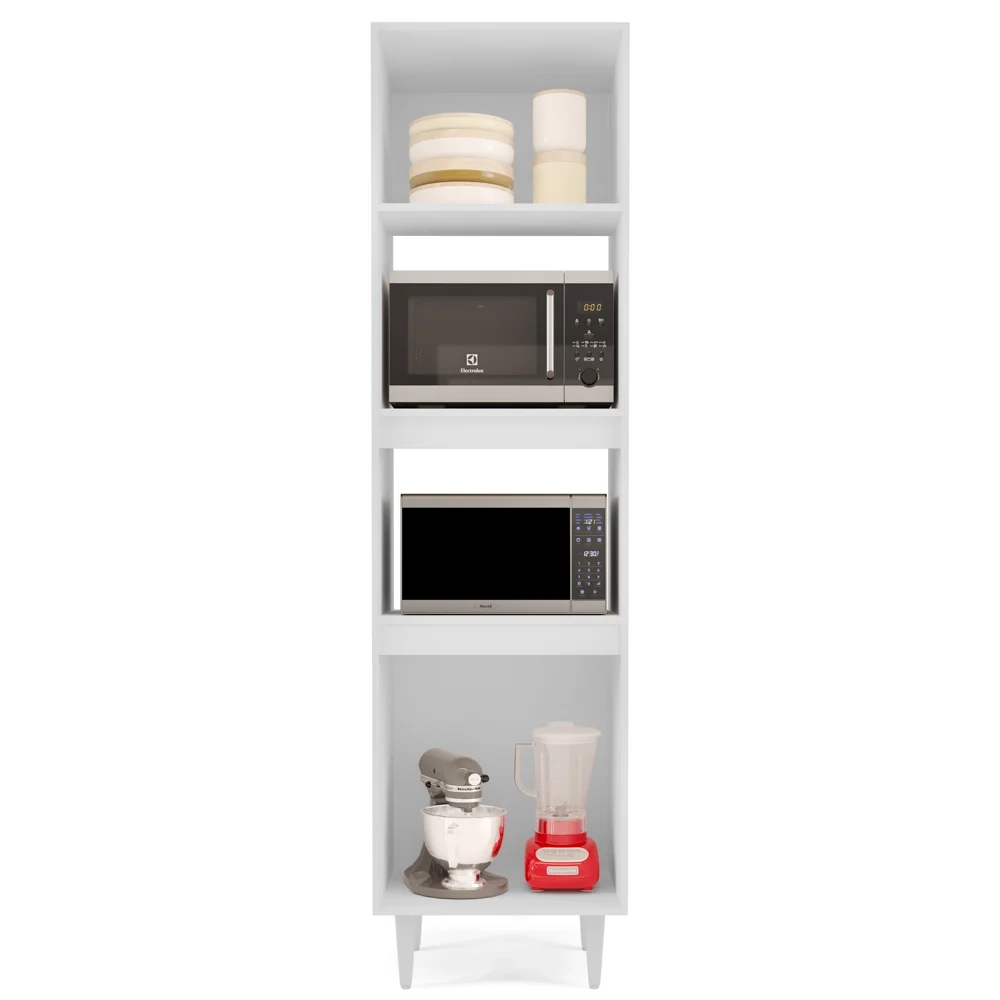 Paneleiro Cozinha Torre Quente 56cm Colorado Branco/Preto - Lumil Móveis