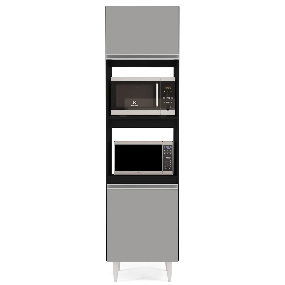 Paneleiro Cozinha Torre Quente 56cm Colorado Preto/Cinza - Lumil Móveis