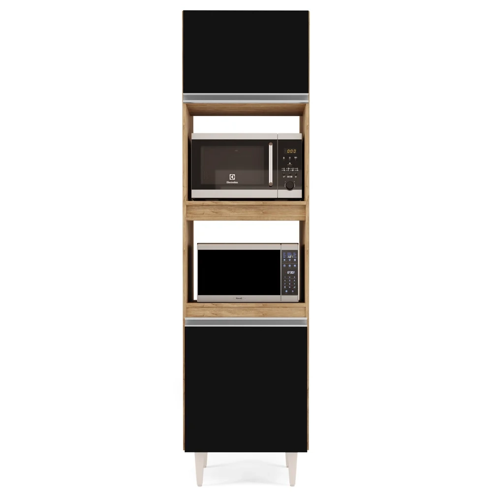 Paneleiro Cozinha Torre Quente 56cm Colorado Castanho/Preto - Lumil Móveis