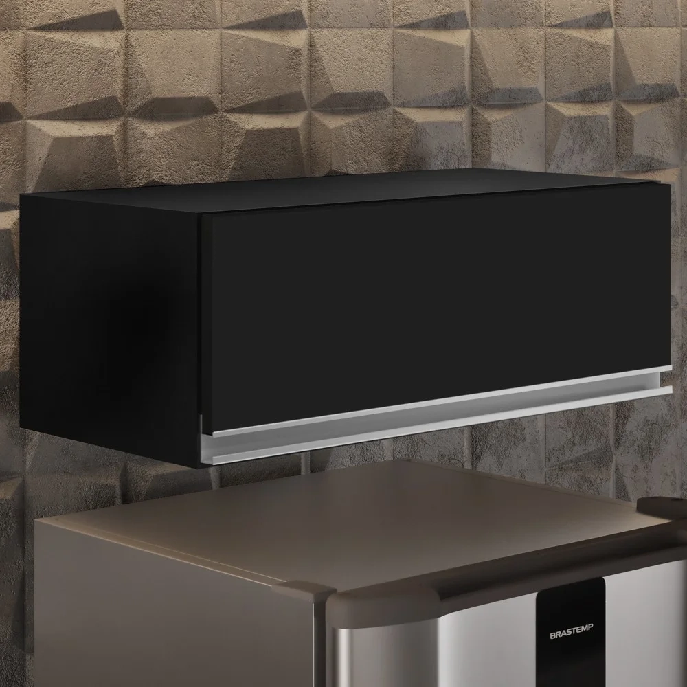 Armário Aéreo de Cozinha Para Geladeira 70cm Texas Preto - Lumil Móveis