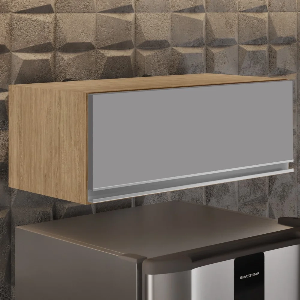 Armário Aéreo de Cozinha Para Geladeira 70cm Texas Castanho/Cinza - Lumil Móveis