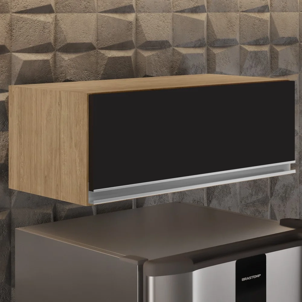 Armário Aéreo de Cozinha Para Geladeira 70cm Texas Castanho/Preto - Lumil Móveis