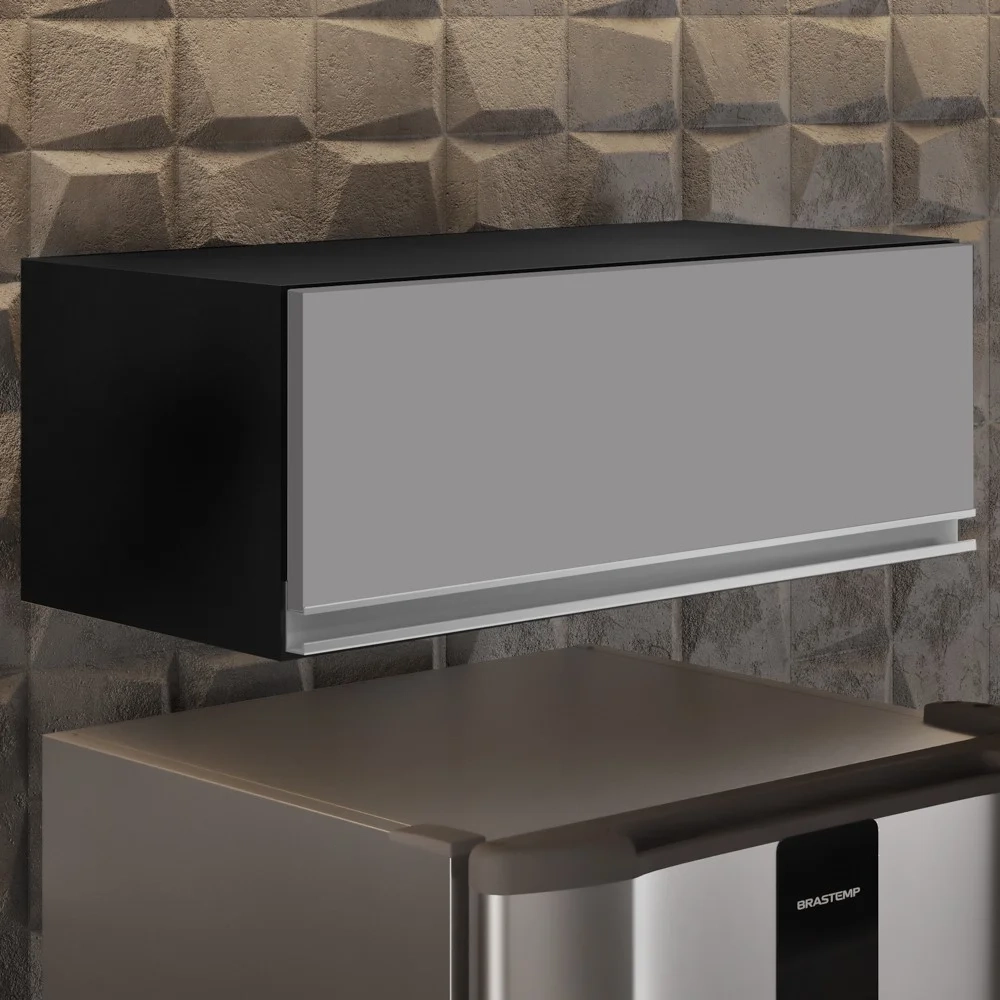 Armário Aéreo de Cozinha Para Geladeira 70cm Texas Preto/Cinza - Lumil Móveis