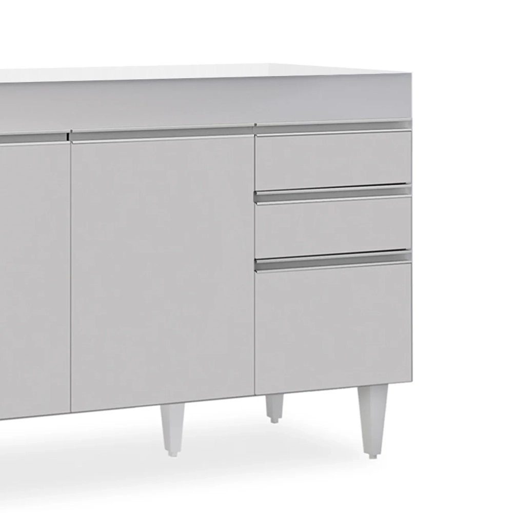 Balcão Gabinete 120cm 3 Portas 2 Gavetas Michigan Branco - Lumil