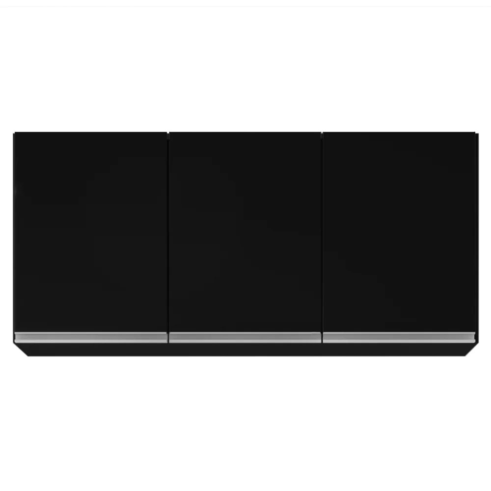 Armário de Cozinha Aéreo 120cm 3 Portas Virgínia Preto - Lumil 