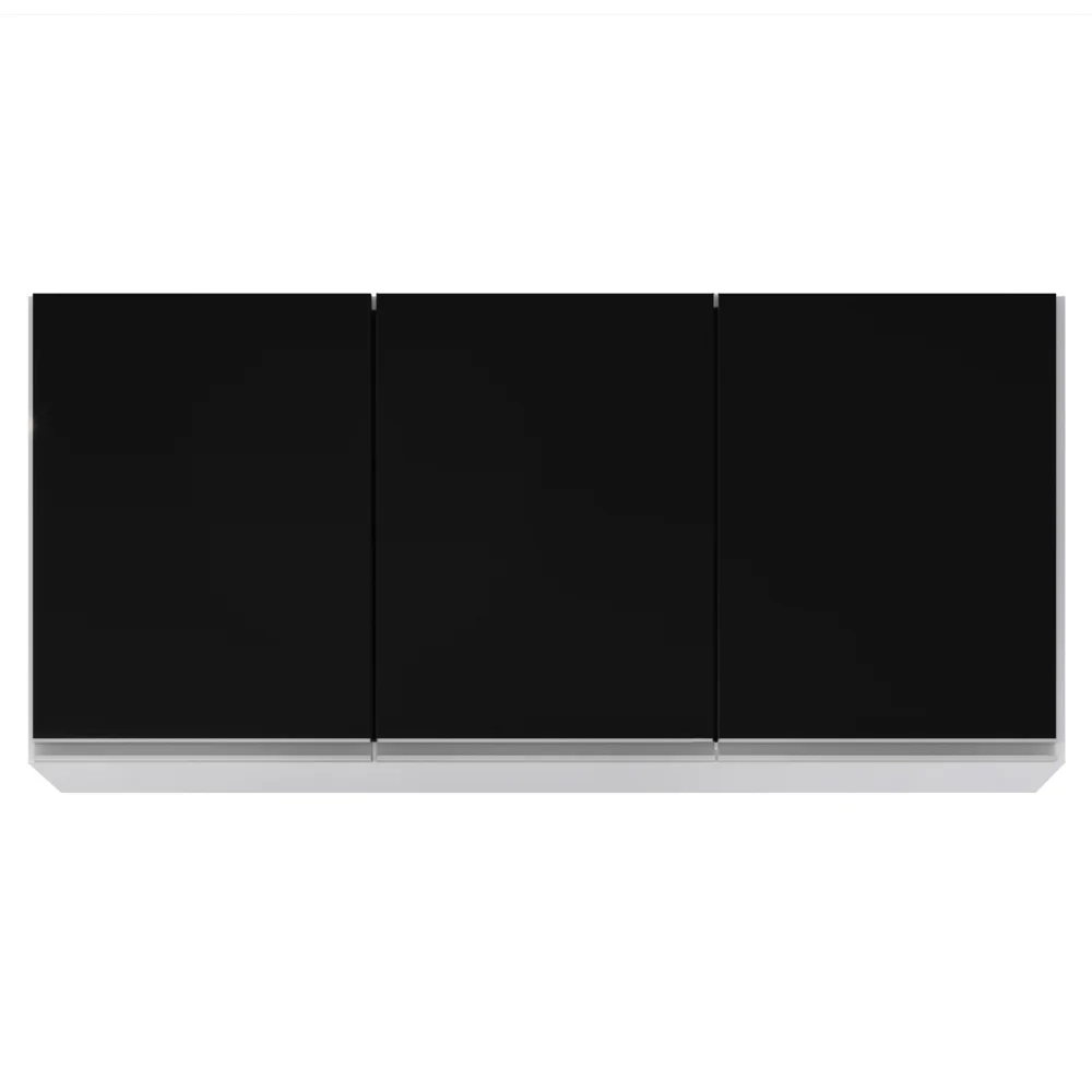 Armário de Cozinha Aéreo 120cm 3 Portas Virgínia Branco/Preto - Lumil