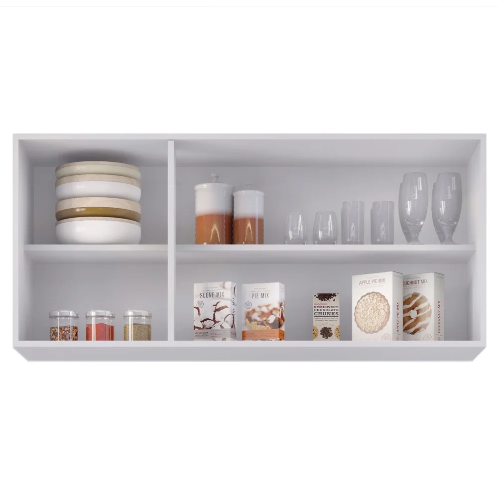 Armário de Cozinha Aéreo 120cm 3 Portas Virgínia Branco/Preto - Lumil