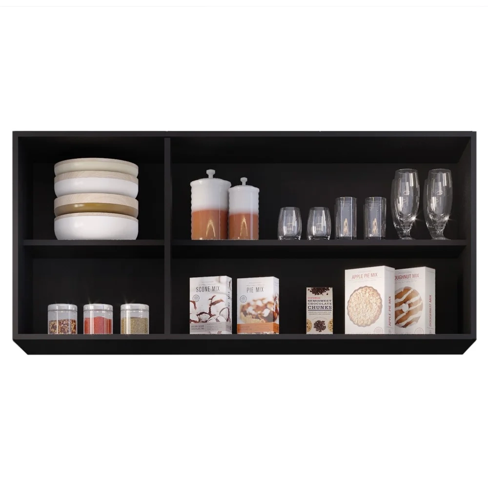 Armário de Cozinha Aéreo 120cm 3 Portas Virgínia Preto/Cinza - Lumil 