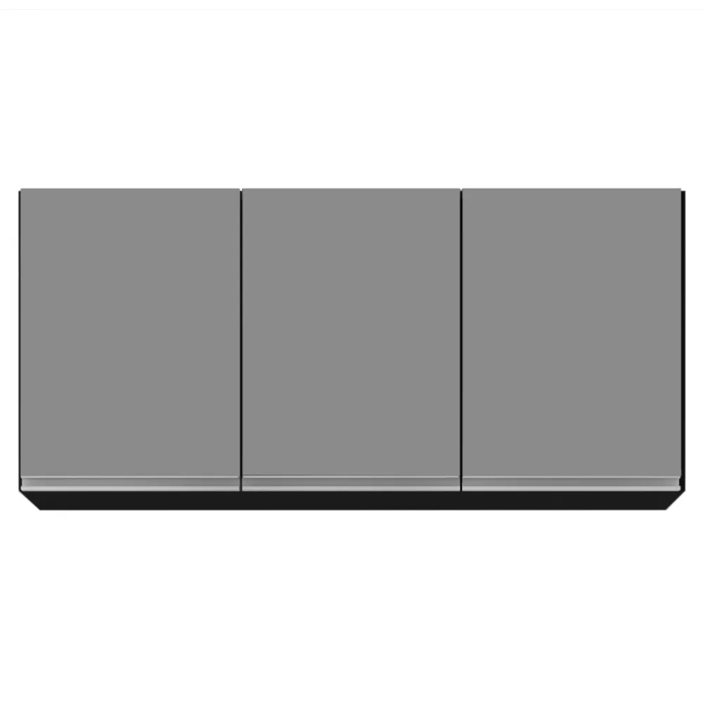 Armário de Cozinha Aéreo 120cm 3 Portas Virgínia Preto/Cinza - Lumil 