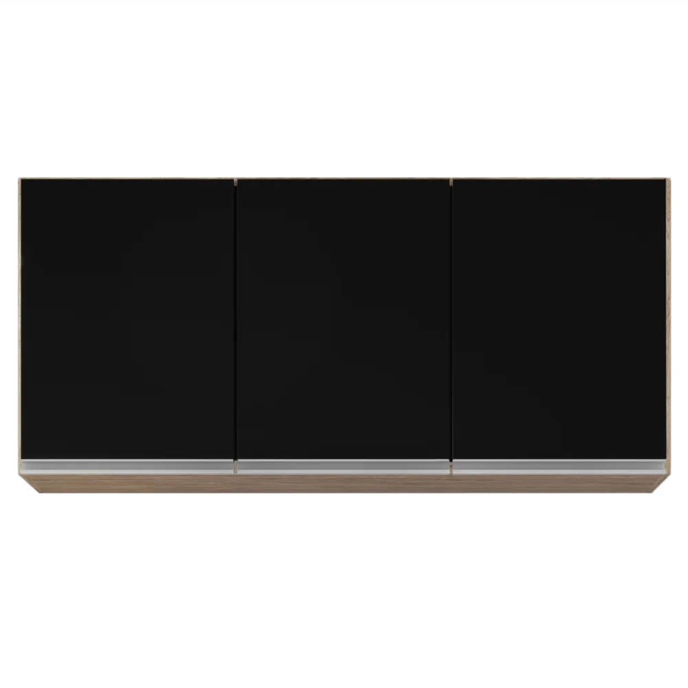Armário de Cozinha Aéreo 120cm 3 Portas Virgínia Castanho/Preto - Lumil