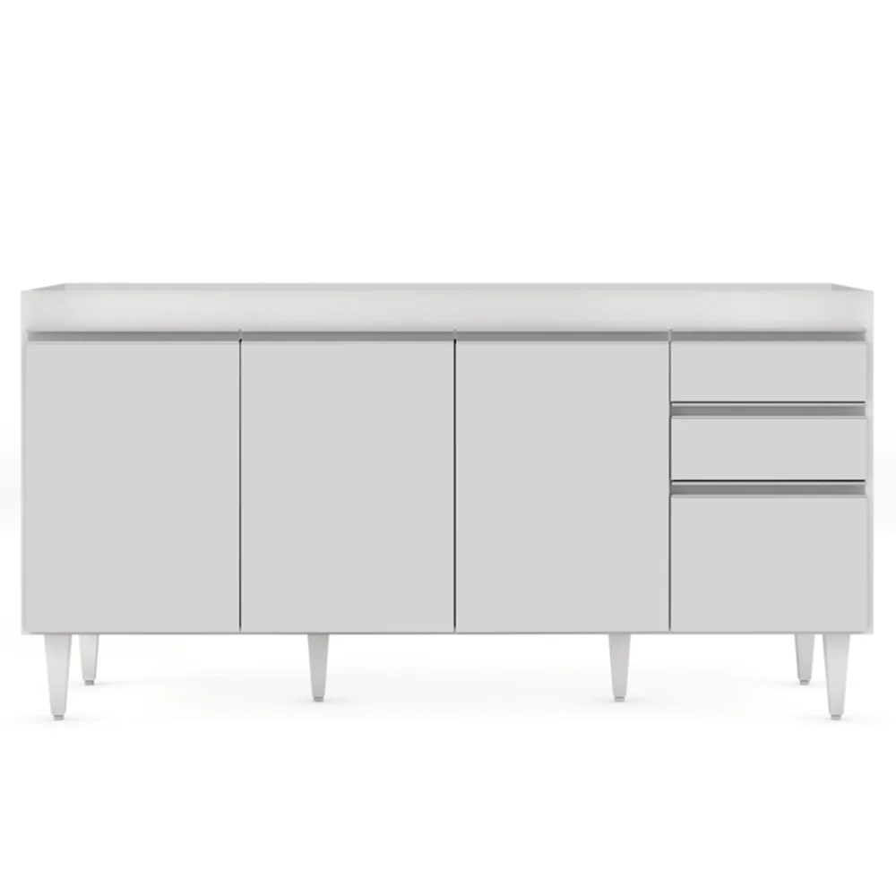 Balcão Gabinete 160cm Sem Tampo 4 Portas 2 Gavetas Arkansas Branco - Lumil Móveis