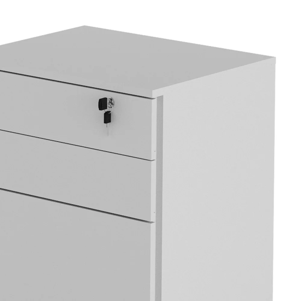 Gaveteiro 3 Gavetas Com Rodízios ME4148 Branco - Tecno Mobili