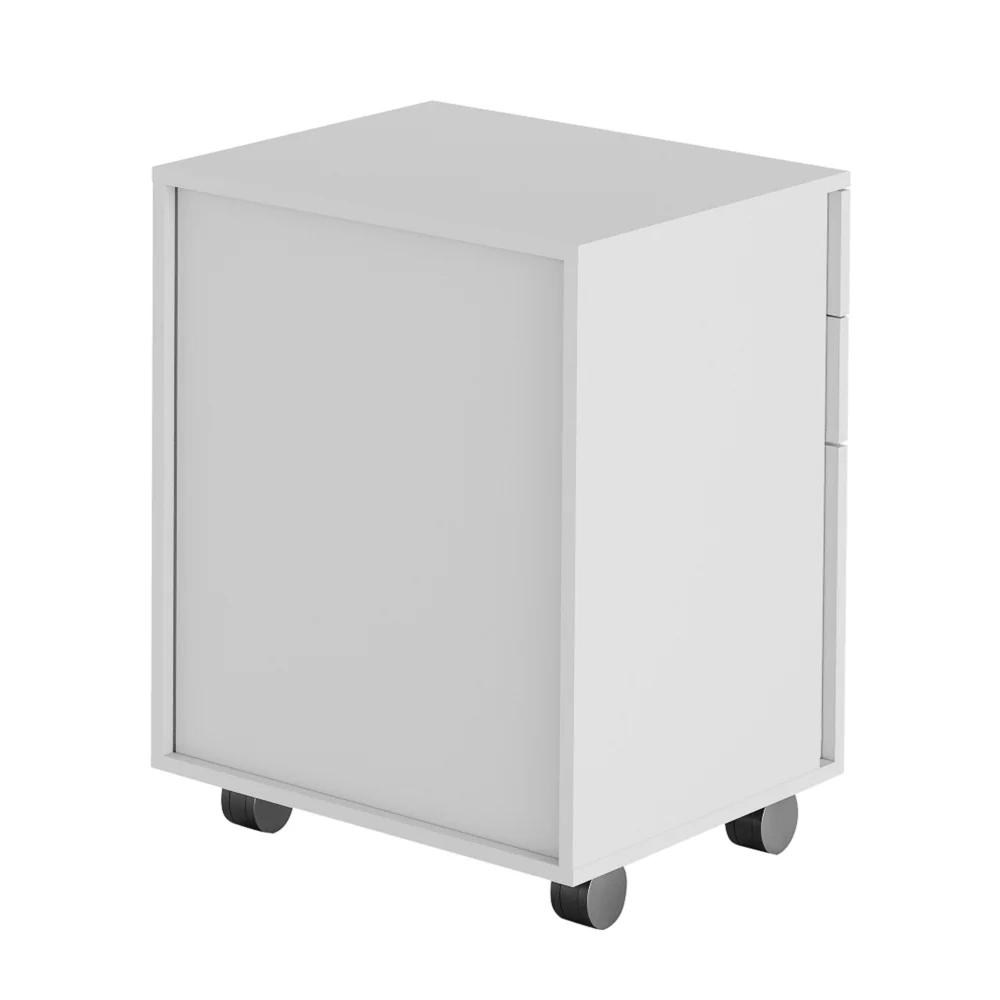 Gaveteiro 3 Gavetas Com Rodízios ME4148 Branco - Tecno Mobili