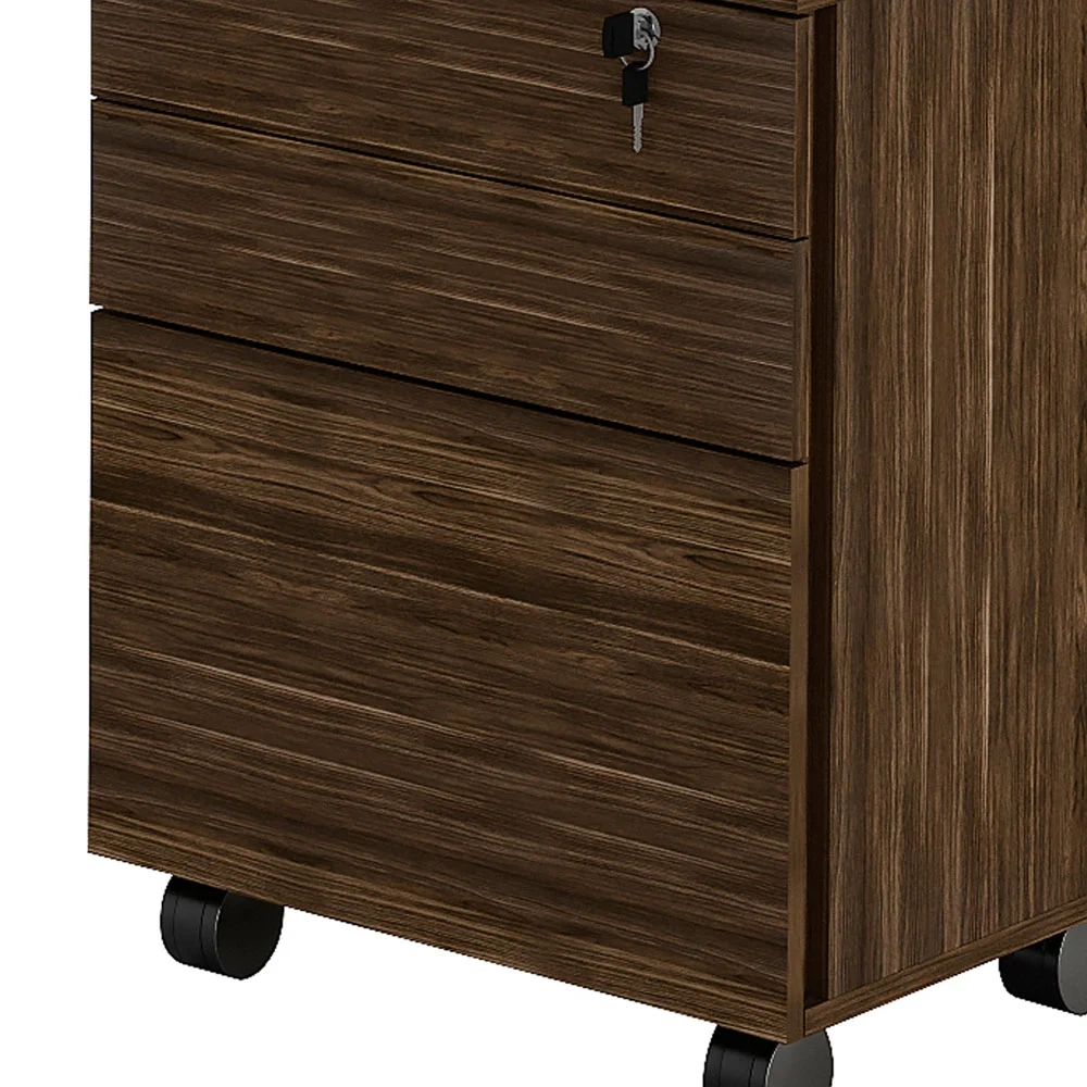 Gaveteiro 3 Gavetas Com Rodízios ME4148 Nogal - Tecno Mobili