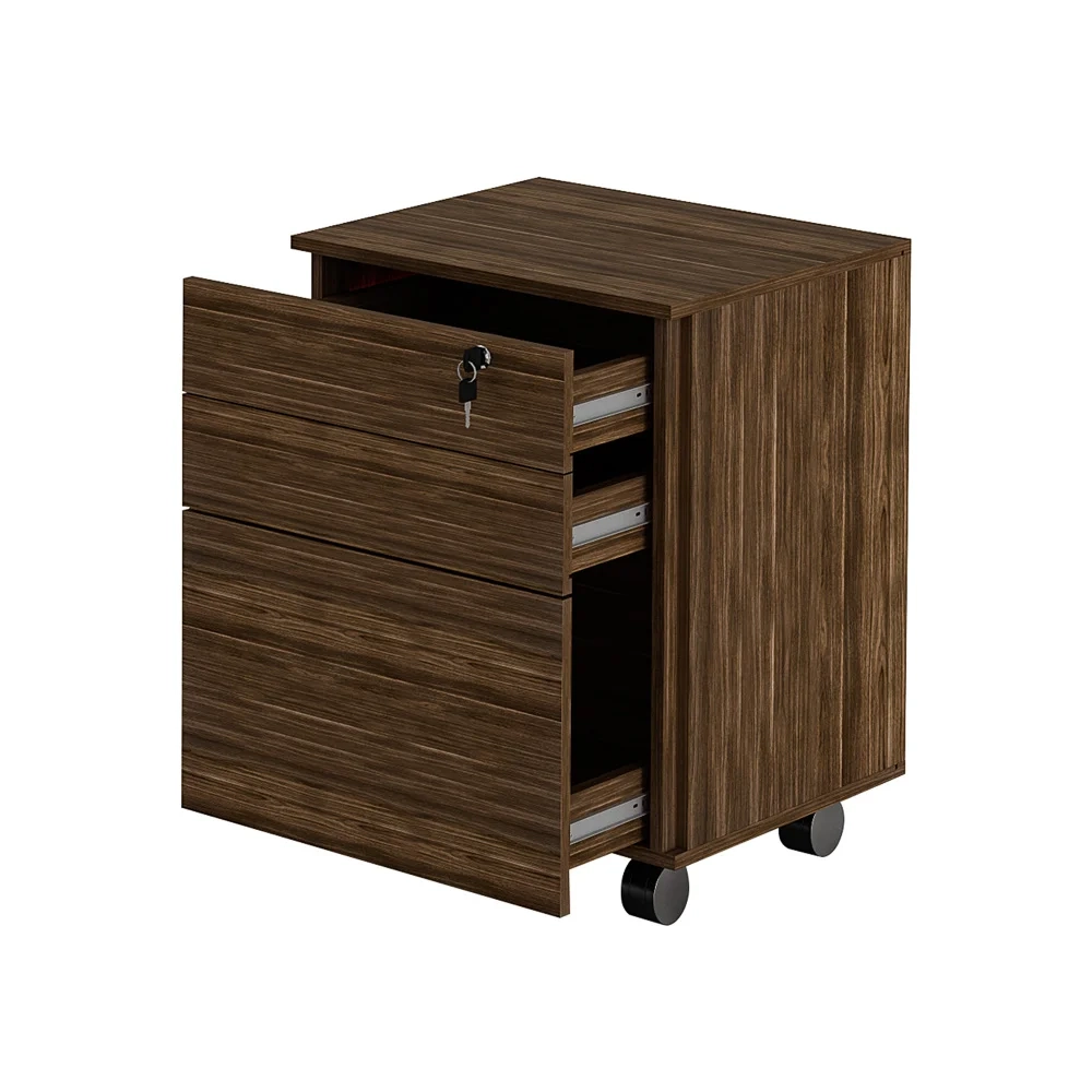 Gaveteiro 3 Gavetas Com Rodízios ME4148 Nogal - Tecno Mobili