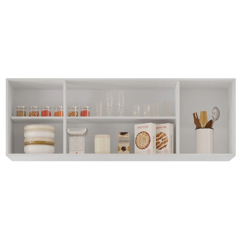 Armário de Cozinha Aéreo 160cm 4 Portas Nevada Branco - Lumil