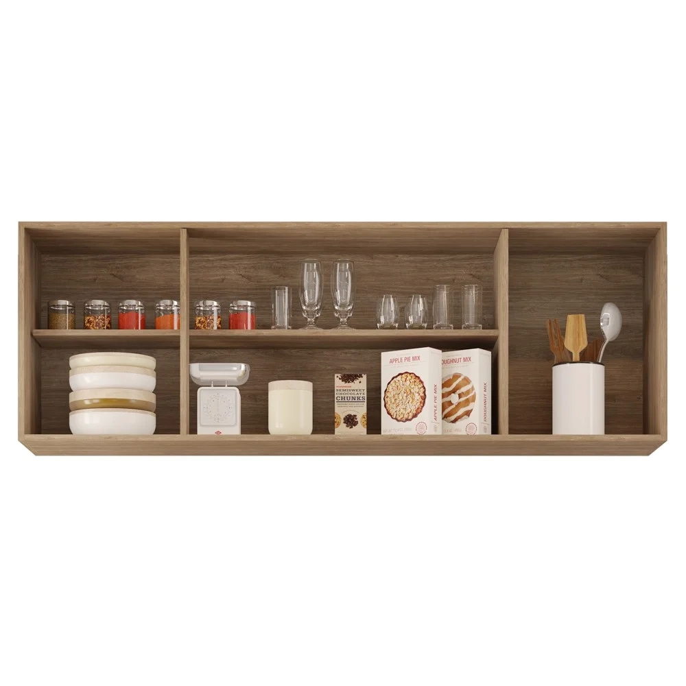 Armário de Cozinha Aéreo 160cm 4 Portas Nevada Castanho/Cinza - Lumil