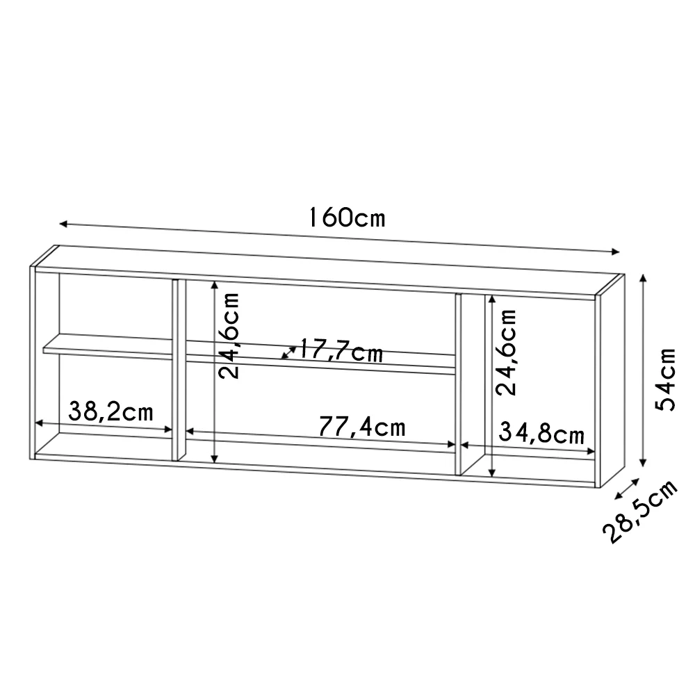 Armário de Cozinha Aéreo 160cm 4 Portas Nevada Branco/Preto - Lumil