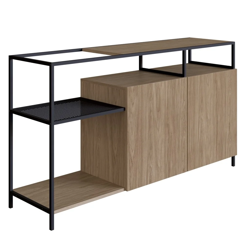 Buffet Para Sala de Jantar 2 Portas Pés Metálicos Dinâmico Hanover/Preto - Artesano