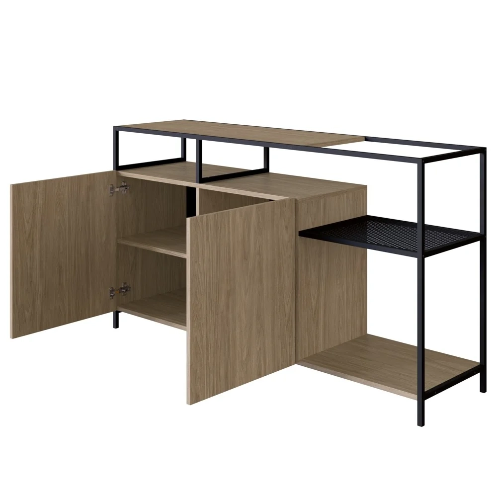 Buffet Para Sala de Jantar 2 Portas Pés Metálicos Dinâmico Hanover/Preto - Artesano